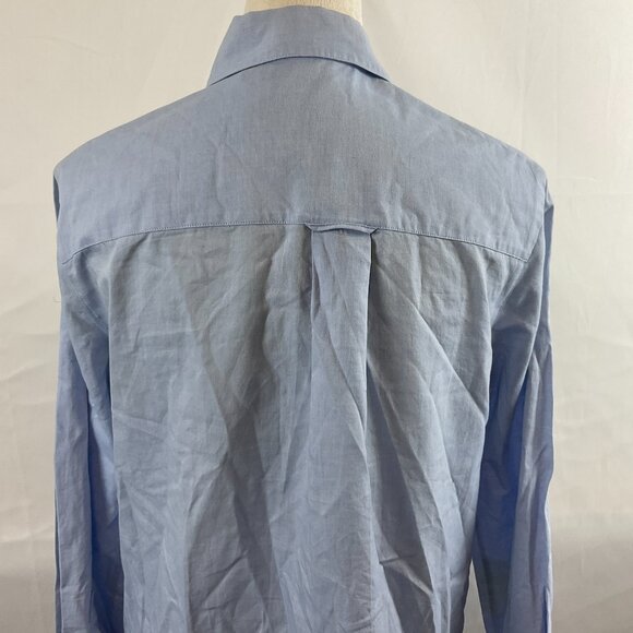 Halston Heritage Shirt Dress 4 Light Blue Oversized Pleat Detail Button Front - Picture 9 of 12